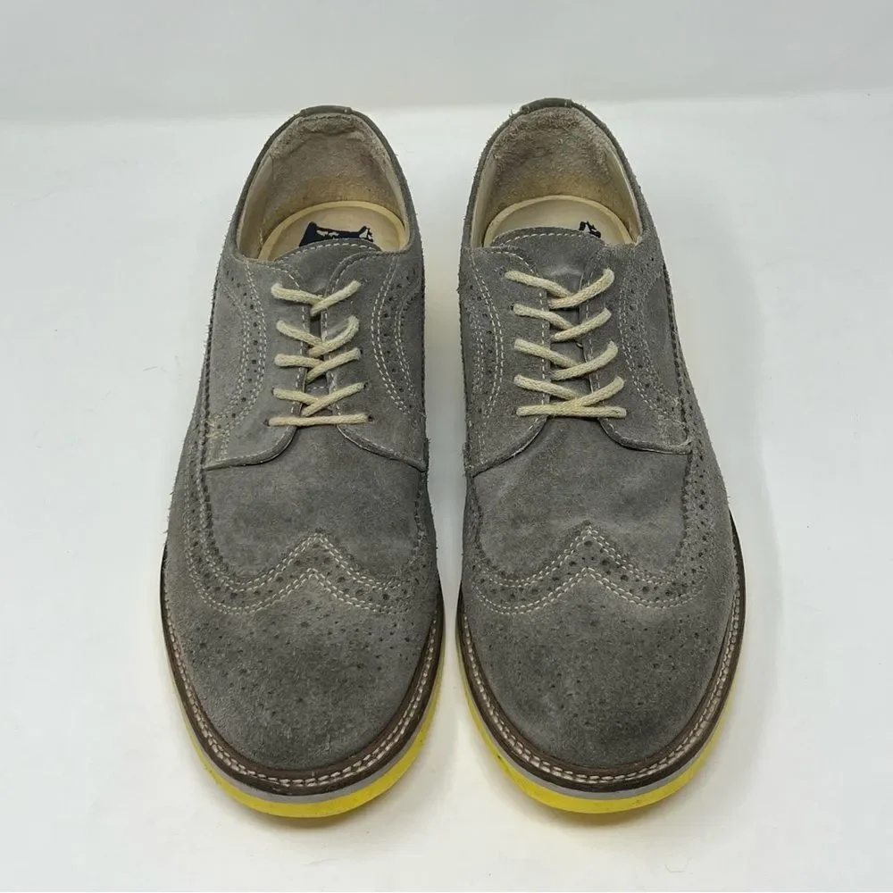 1901 Wingtip Oxford Gray Suede Yellow Sole 10M Leather Brogue Shoes M20411